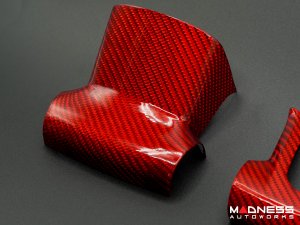 FIAT 500 Steering Wheel Trim Set - 2 pieces - Bottom Trim - Carbon Fiber Red Pearl Finish